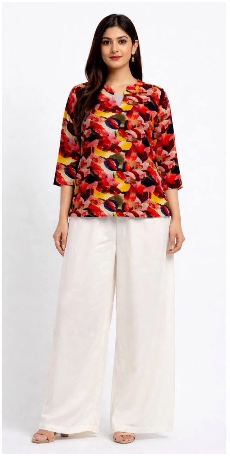 Zamkudi Scarlet Splash Co-ord Set – Multicolor Red